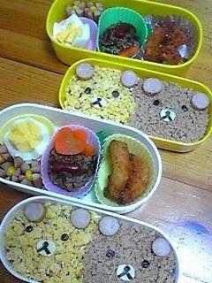 リラックマの2色そぼろ弁当 キャラ弁 レシピ 作り方 By Tekonani 楽天レシピ