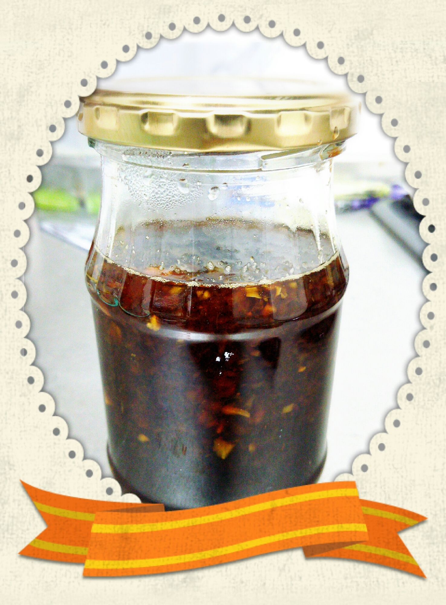 自家製焼肉のたれが入った瓶