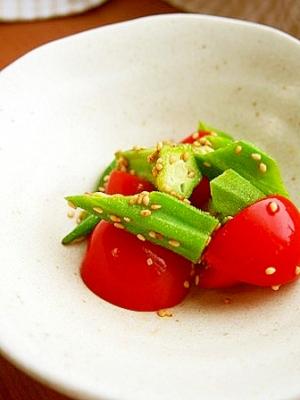 プチトマトとオクラの胡麻和え レシピ 作り方 By 京たまご86 楽天レシピ