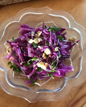 紫キャベツとブロッコリースプラウトの胡桃サラダ レシピ 作り方 By ボンド子 楽天レシピ