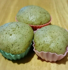 卵なし☆抹茶入り玄米茶蒸しパン