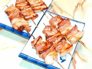魚焼きグリルで 居酒屋みたい 豚の焼き鳥風串焼き レシピ 作り方 By Torezu 楽天レシピ