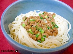 どんぶりで簡単☆塩麹の納豆冷製パスタ