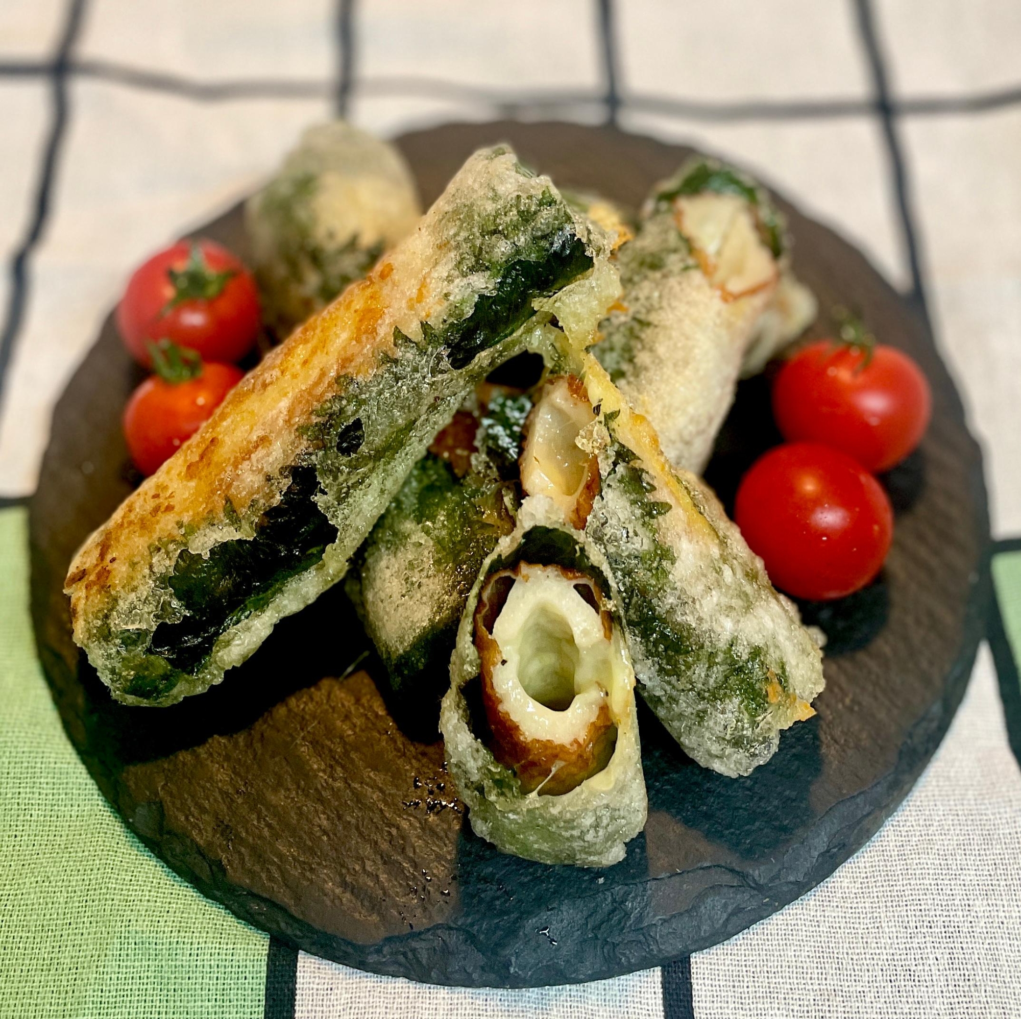 大葉香る♡チーズ入りちくわのライスペーパー巻き