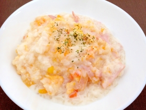 栄養満点 ハムと卵のミルクリゾット レシピ 作り方 By うーころちゃん 楽天レシピ