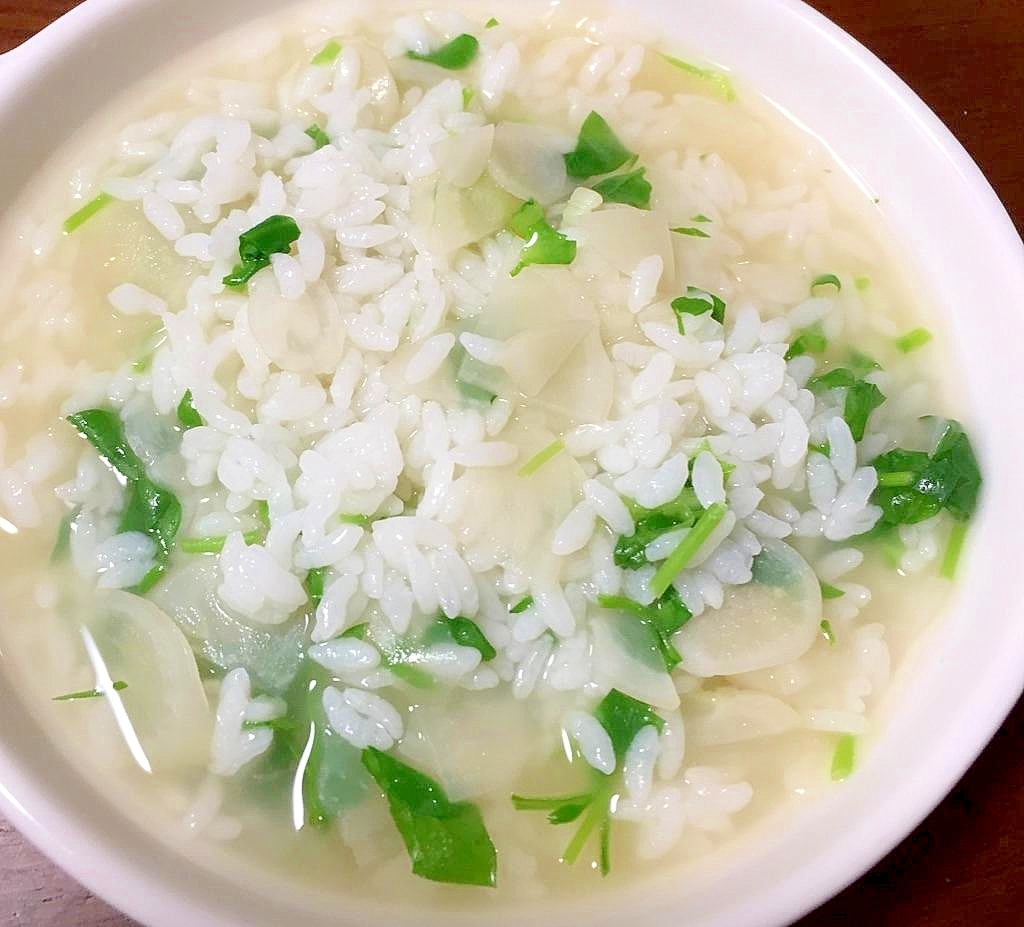 白だしで七草がゆ