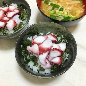 酢飯でさっぱり 焼き海苔とたこだけ丼 レシピ 作り方 By Kuuuma 楽天レシピ