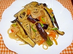 茄子のぺペロンスパ入り