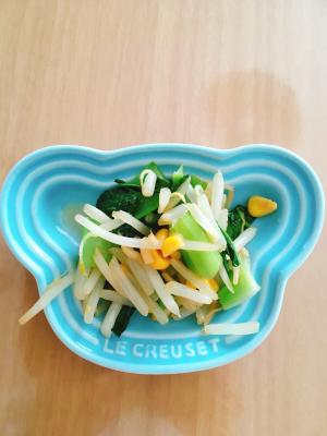 幼児食 もやしと青梗菜のバターめんつゆ炒め レシピ 作り方 By Uucha 楽天レシピ