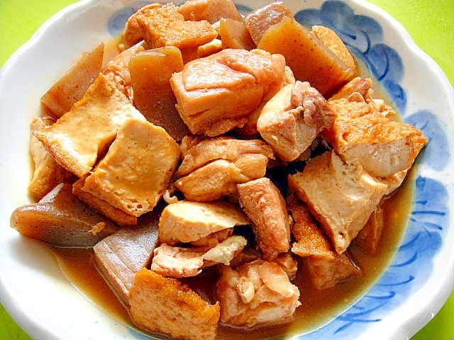 厚揚げと鶏肉こんにゃくのピリ辛煮