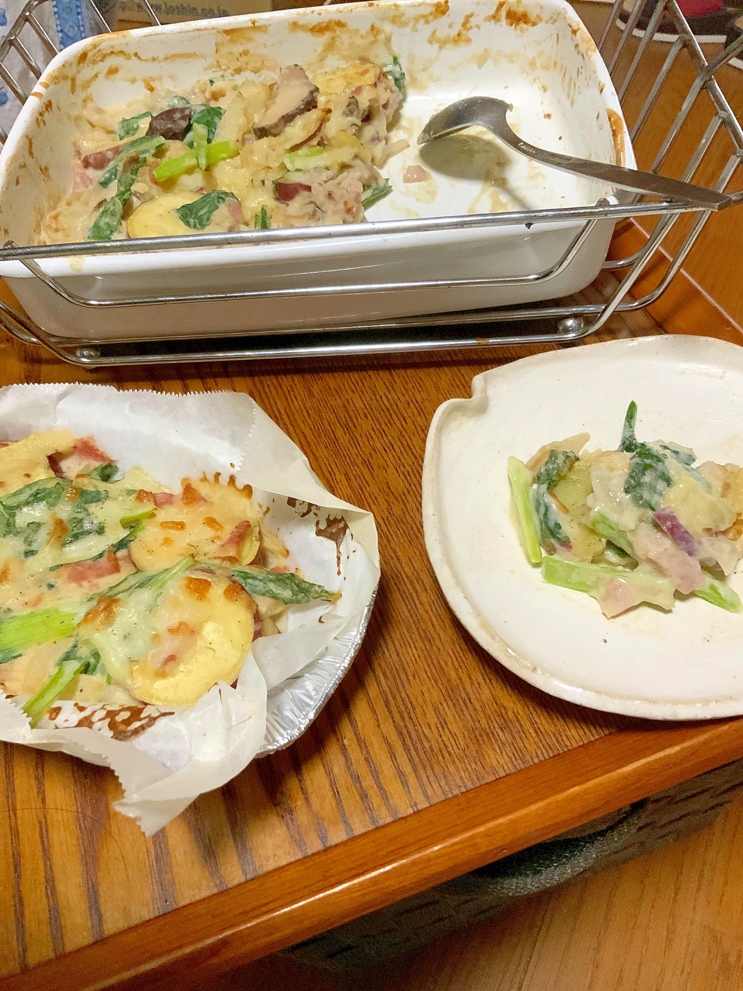 鍋を使わないで作るグラタン♪薩摩芋XきのこX緑野菜