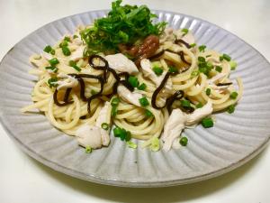 梅しそささみ塩昆布さっぱり冷製和風パスタ レシピ 作り方 By 124 楽天レシピ