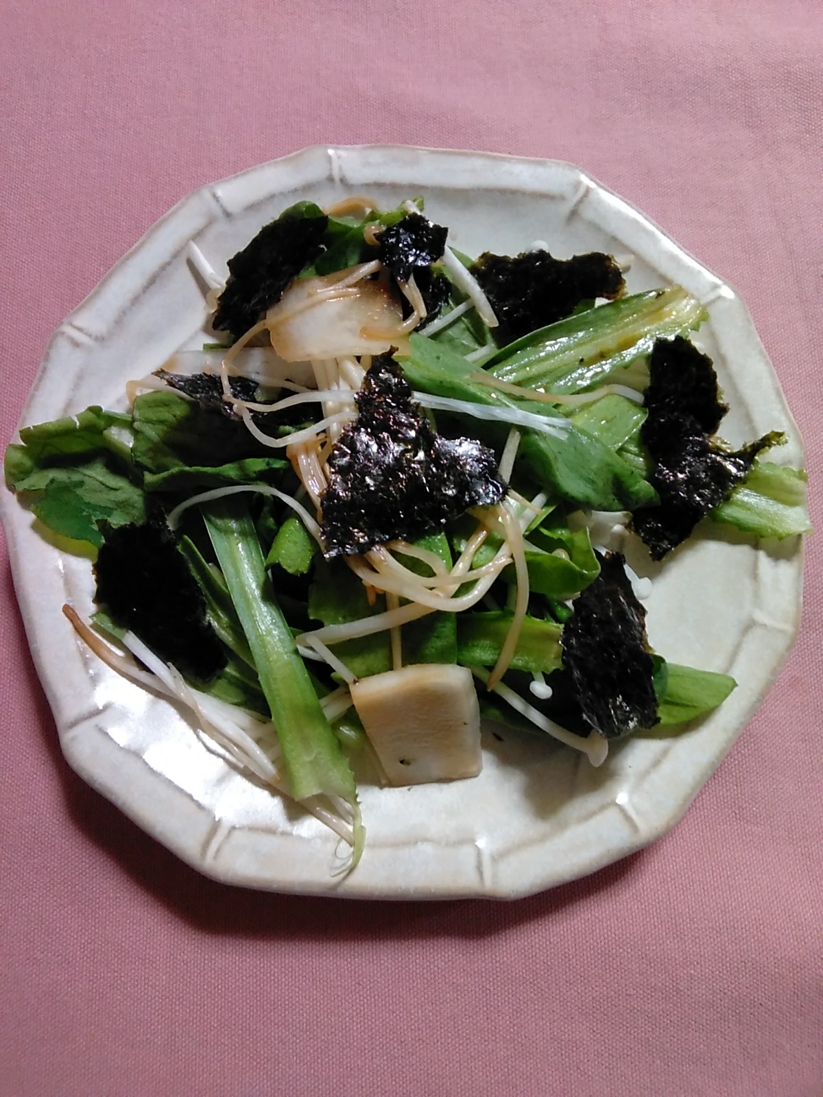 春菊とエノキの海苔サラダ