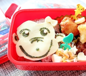 幼稚園お弁当 赤飯で おさるのジョージのキャラ弁 レシピ 作り方