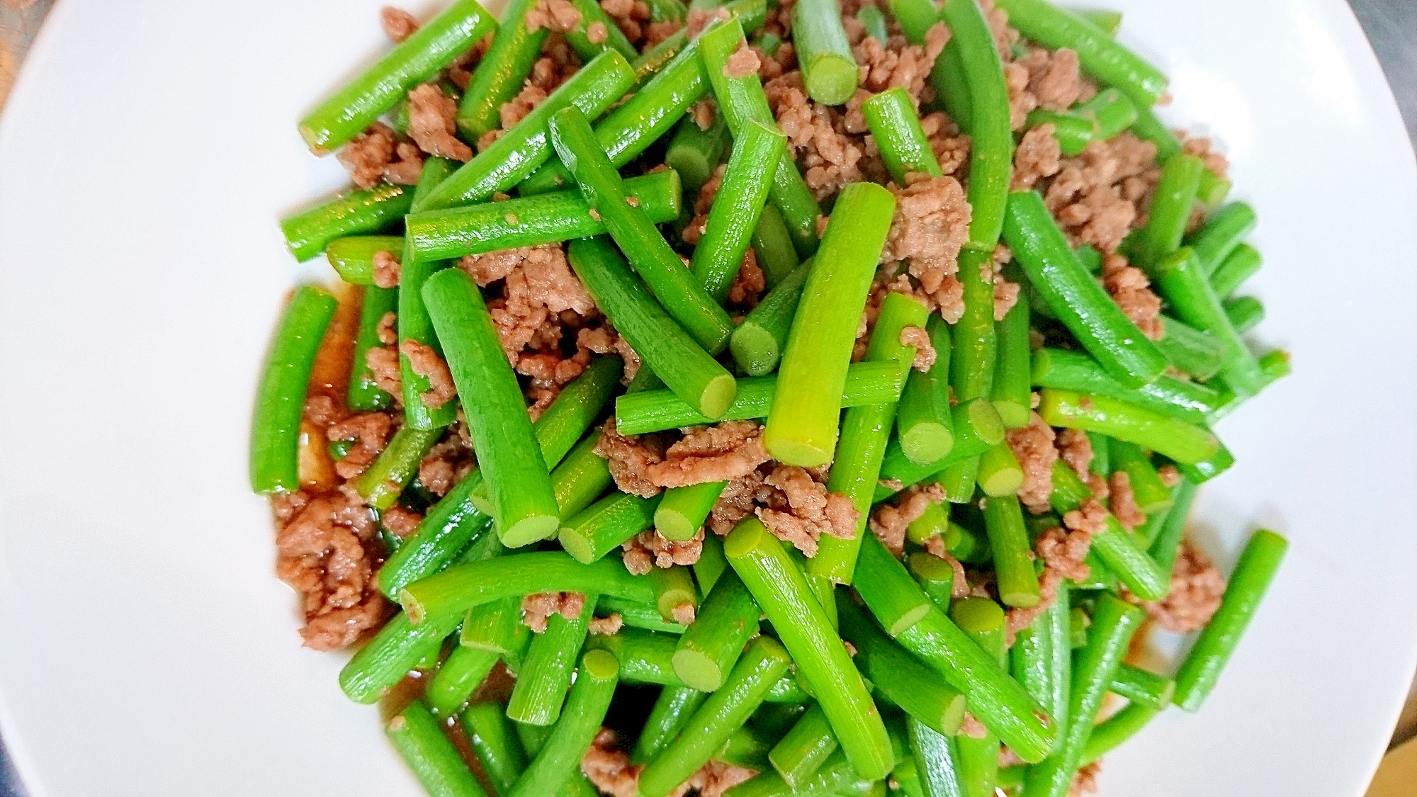 ★挽肉とニンニクの芽のオイスターソース炒め★