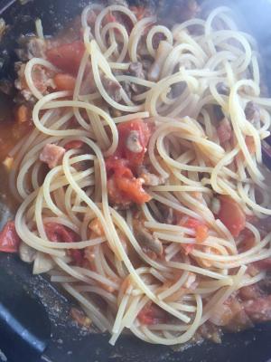 ラム肉とトマトのスパゲティ レシピ 作り方 By 葉な 楽天レシピ