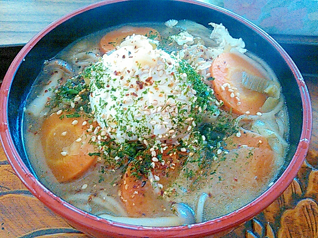松山あげ入り☆けんちん月見そば