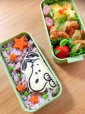 海苔アート 簡単キャラ弁ひょっこりスヌーピー弁当 レシピ 作り方