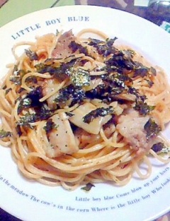 超簡単♪きのこと豚肉のバター醤油スパゲティ★