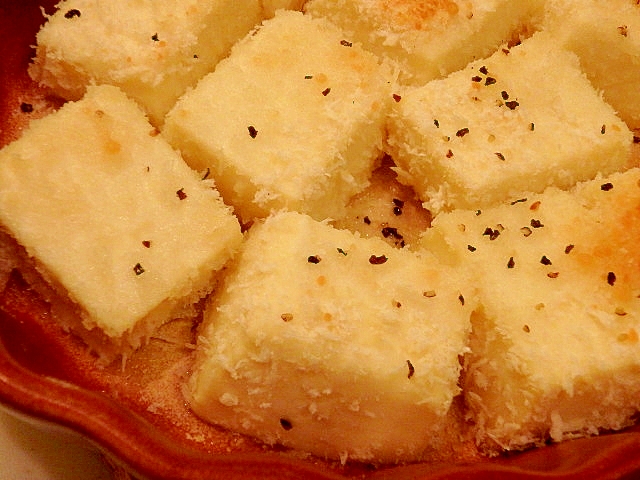 5. チーズと塩豆腐のパン粉焼き