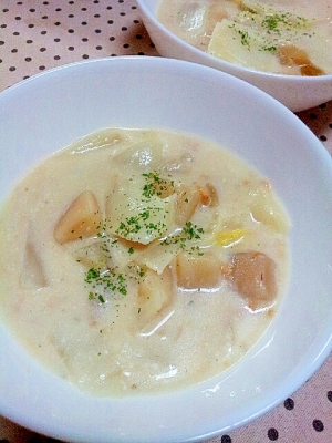 クラムチャウダーの缶詰で白菜のミルクスープ レシピ 作り方 By ラズベリっち 楽天レシピ