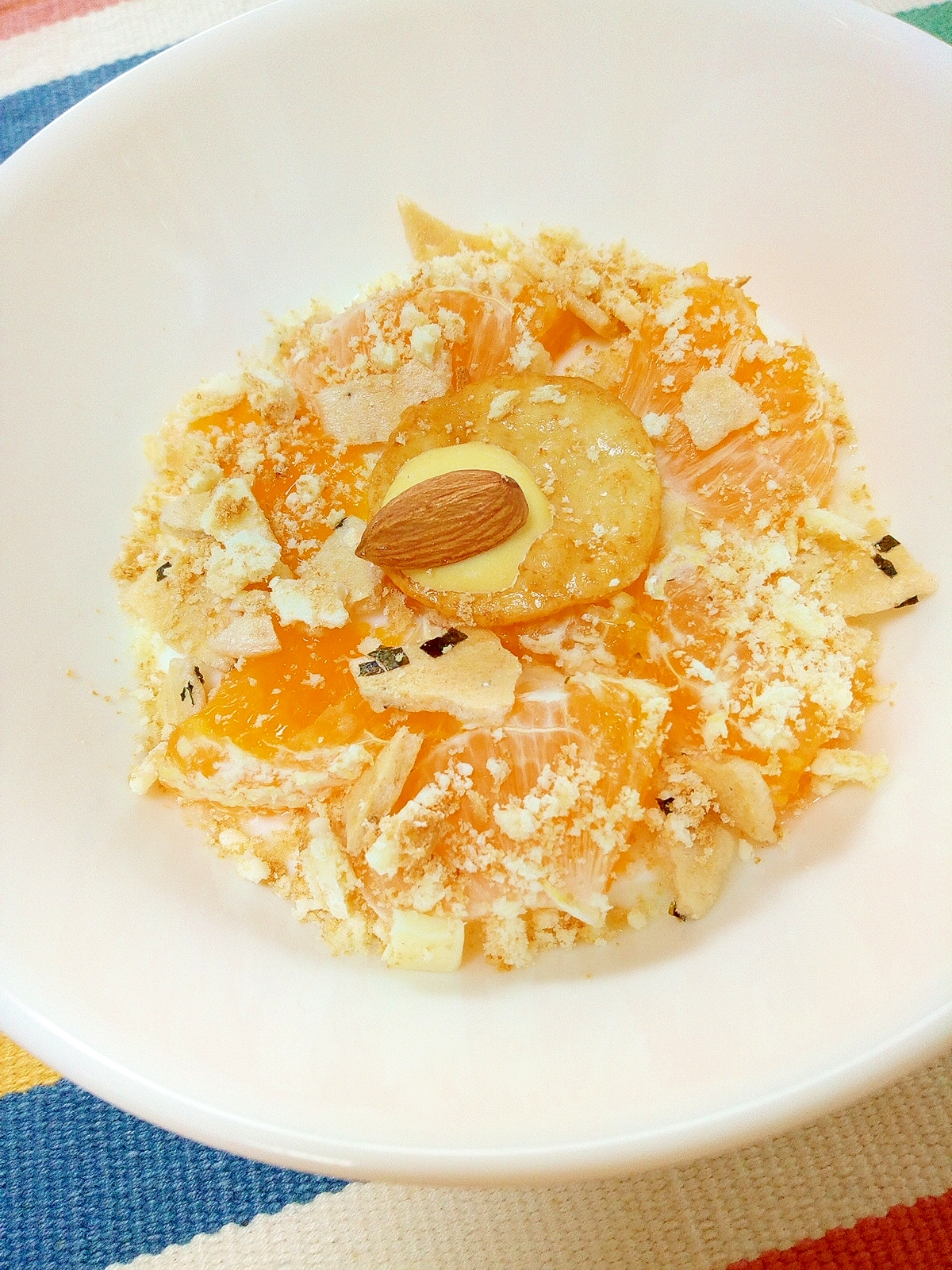 フルーティ☆デコポンとえびせんのチーズヨーグルト♪