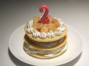 ホットケーキと水切りヨーグルトで2歳の誕生日ケーキ レシピ 作り方 By アーモンドチョコレート 楽天レシピ