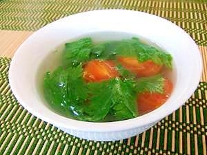 セロリの葉っぱ トマトの中華スープ レシピ 作り方 By さちくっかりー 楽天レシピ