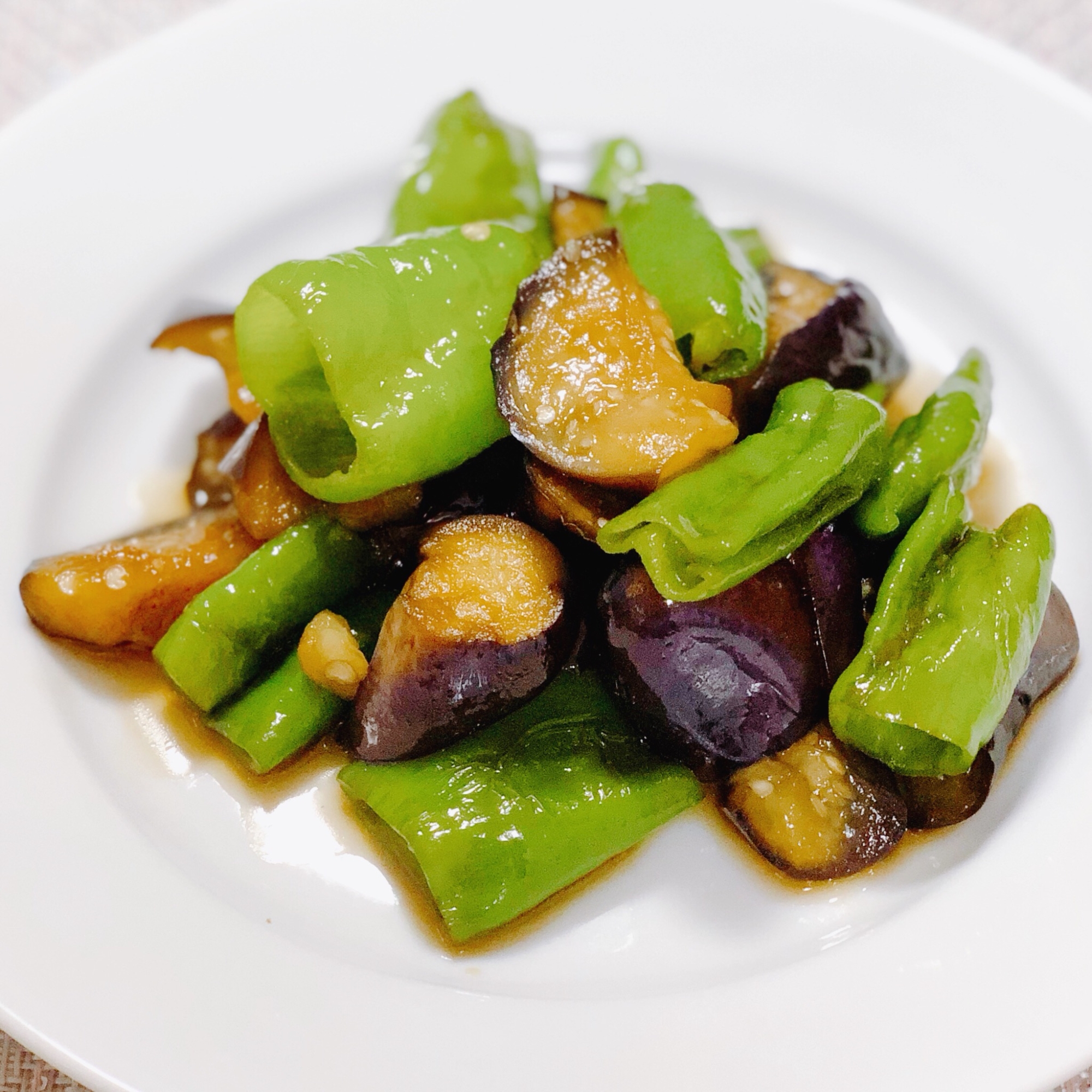 甘長とうがらしと茄子の炒め煮♩ご飯によく合います