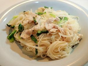豚ロースと玉ねぎと小松菜の素麺チャンプルー レシピ 作り方 By ぷ みぃまま 楽天レシピ