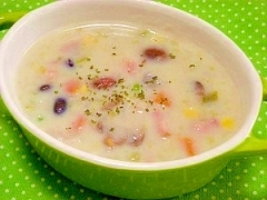 叩き蓮根ブロッコリーの茎、百合根☆炊飯器チャウダー