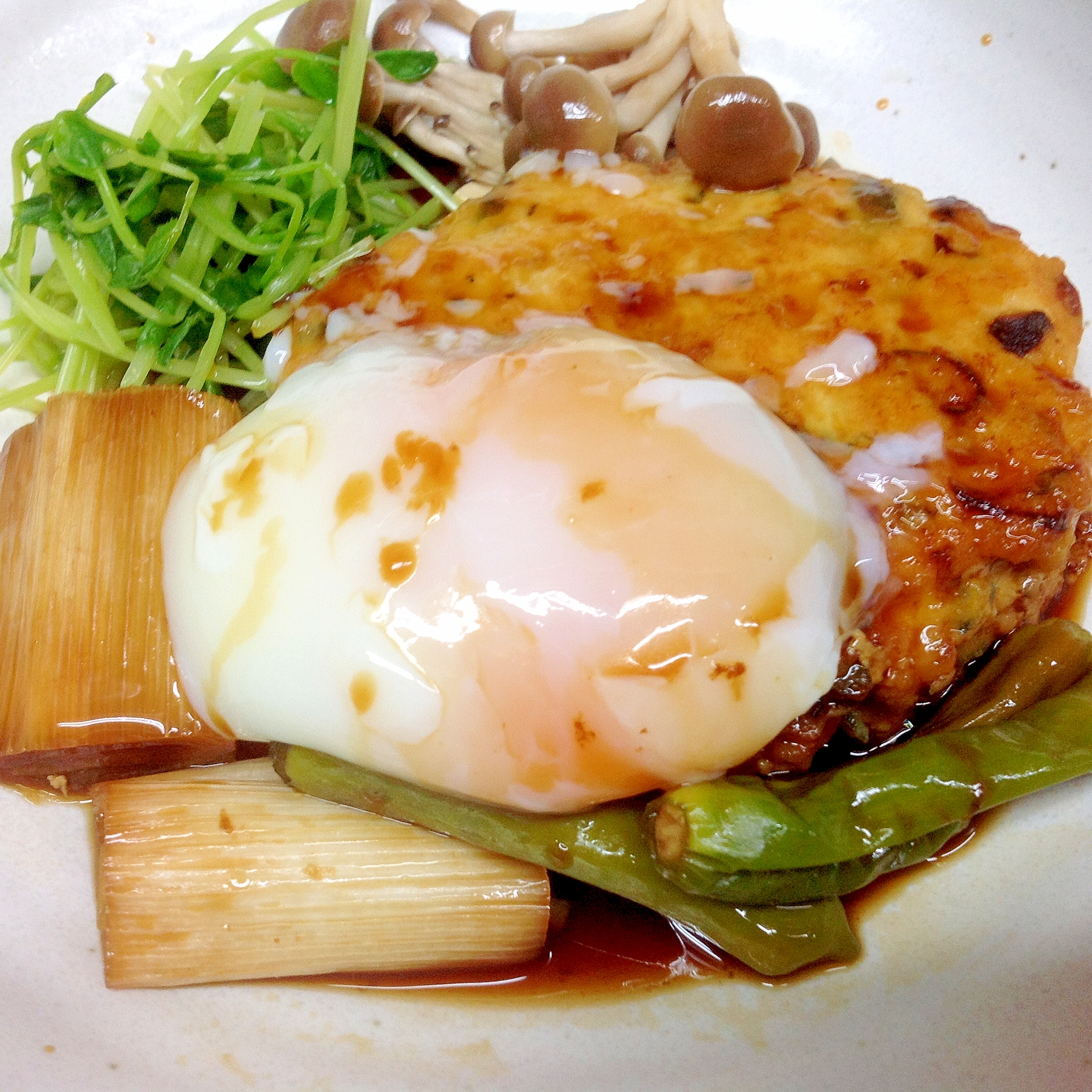 温玉のせ☆豆腐入りつくねバーグ