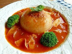 まるごと新玉ねぎの肉詰め トマトソース煮 レシピ 作り方 By Kouaya2319 楽天レシピ