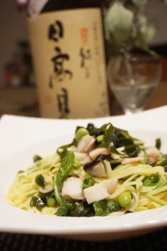 【宮城食材】蛸と水菜のセビチェパスタ