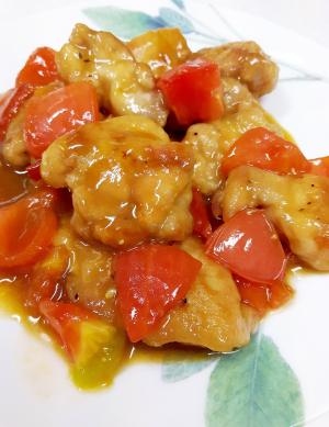 簡単ヘルシー 鶏肉とフレッシュトマトの甘酢煮 レシピ 作り方 By Acchan66 楽天レシピ