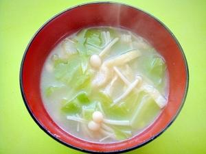 キャベツ油揚げえのきの味噌汁 レシピ 作り方 By Mint74 楽天レシピ