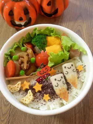 簡単キャラ弁 ハロウィン ちくわdeおばけのお弁当 レシピ 作り方 By Cherry05 楽天レシピ