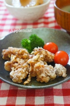 もやしでかさまし豚肉の竜田揚げ七味風味