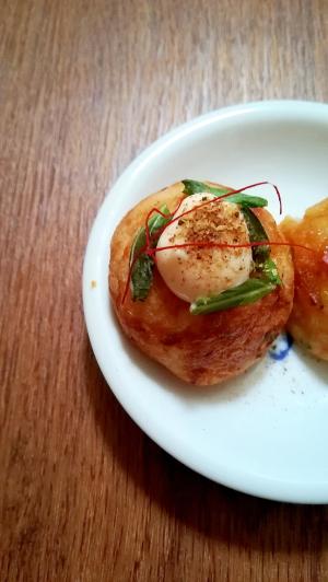 冷凍たこ焼きアレンジ マヨネーズ大葉山椒糸唐辛子 レシピ 作り方 By みずたまsweet 楽天レシピ
