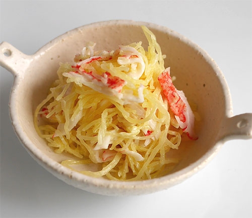 そうめんかぼちゃとかにかまのわさびマヨ和え