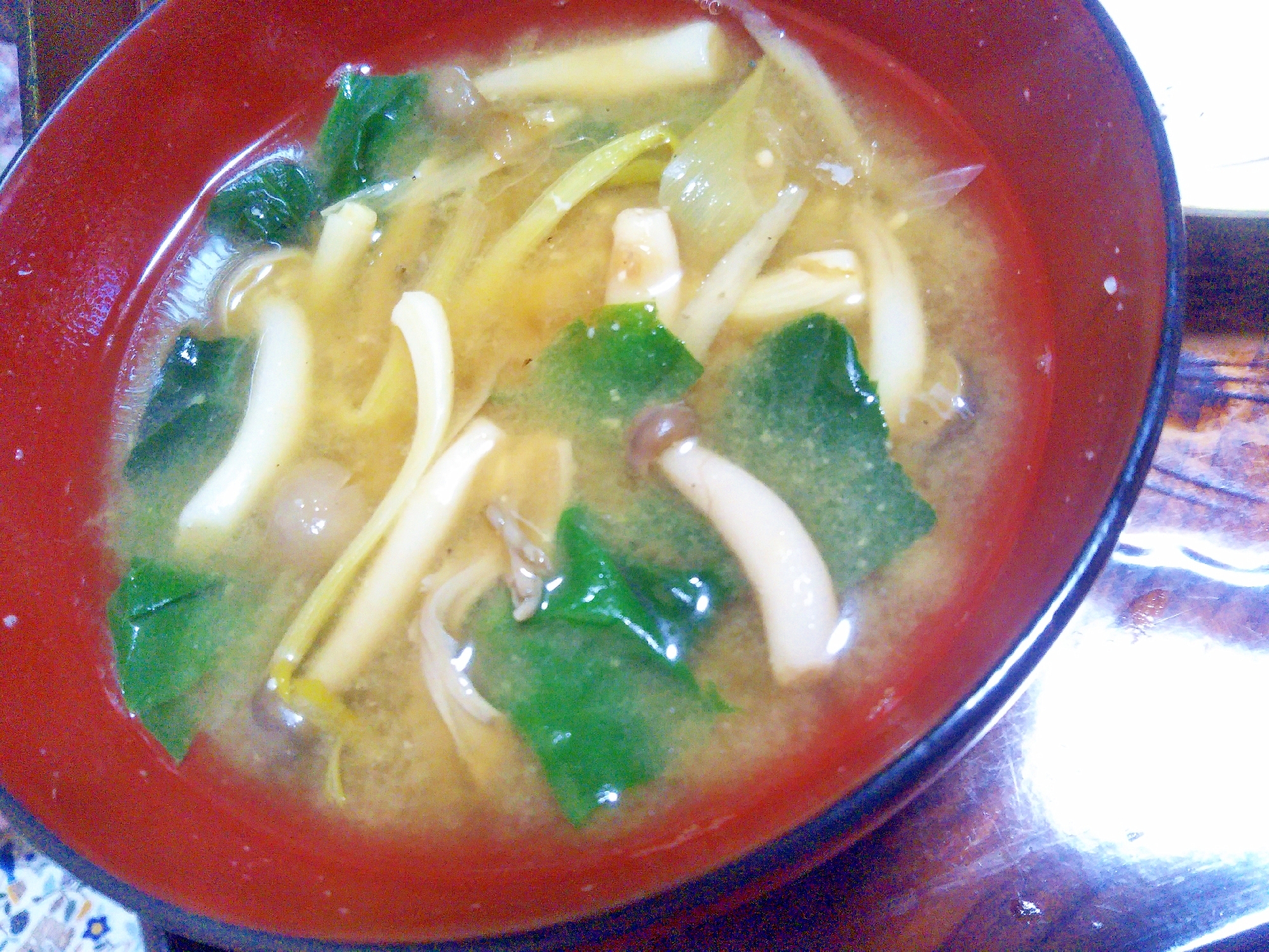 ひろっこ&しめじ&ほうれん草の味噌汁