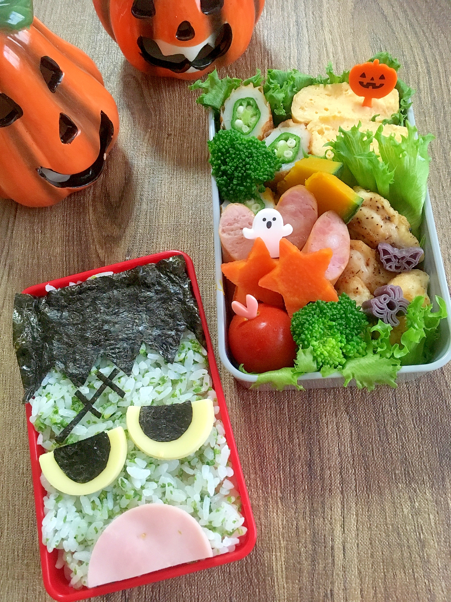 四角いお弁当箱deフランケンのお弁当 キャラ弁 子供も喜ぶハロウィン弁当レシピ集 Naver まとめ