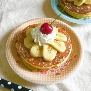 さくらんぼ可愛い完熟バナナのクリームホットケーキ レシピ 作り方