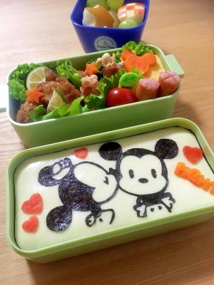 海苔アートキャラ弁 ミッキーがんばって チュ 弁当 レシピ 作り方 By Cherry05 楽天レシピ