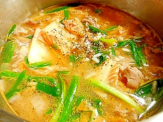 ピり辛♪豚キムチニラのクッパ