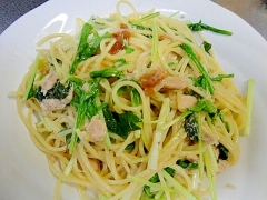 活力なべ☆お鍋ひとつでツナ・水菜・青ジソのパスタ