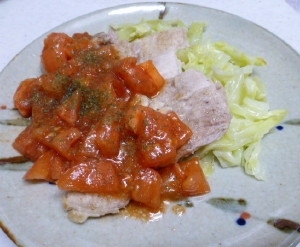 とんかつ用肉とキャベツでトマトソース掛け レシピ 作り方 By Harutymama 楽天レシピ