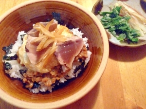 納豆と山芋の鰹のたたき丼 レシピ 作り方 By Gsu55 楽天レシピ