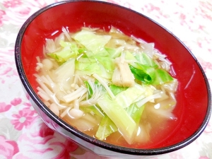 ほんだしde キャベツとエノキのスープ レシピ 作り方 By 小太郎１２１２ 楽天レシピ