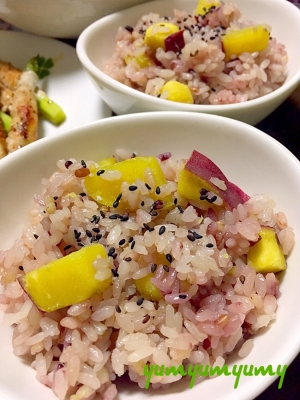 さつまいもの雑穀米ごはんです 美味しく食べやすく レシピ 作り方 By ゆんゆんゅん 楽天レシピ